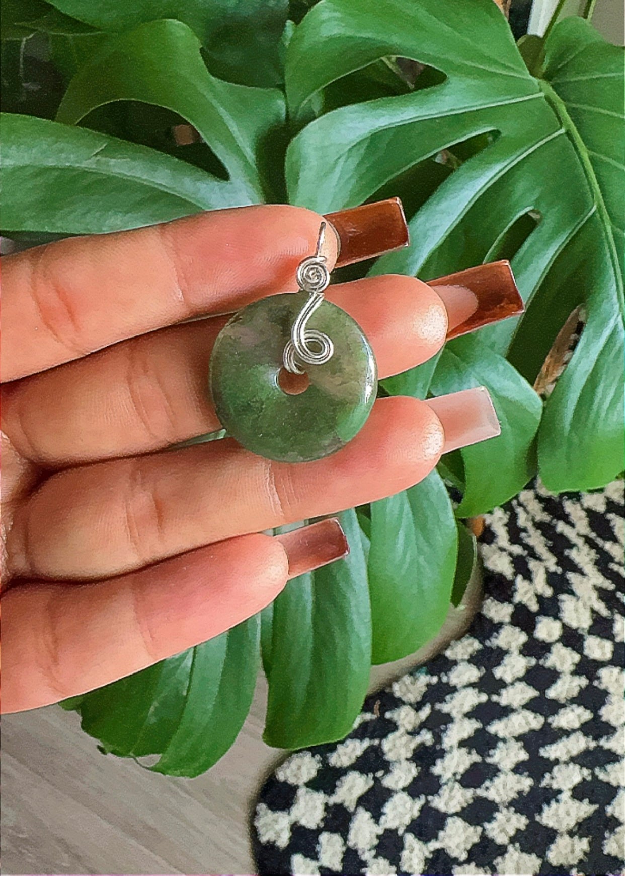 Moss Agate Fidget Pendant