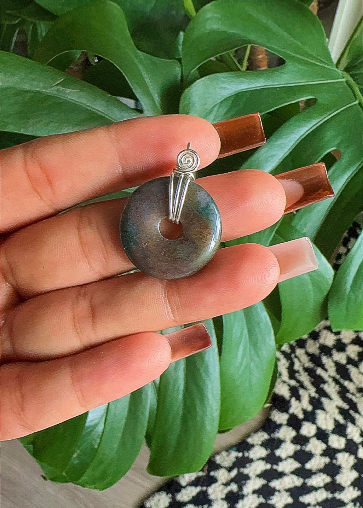 Moss Agate Fidget Pendant