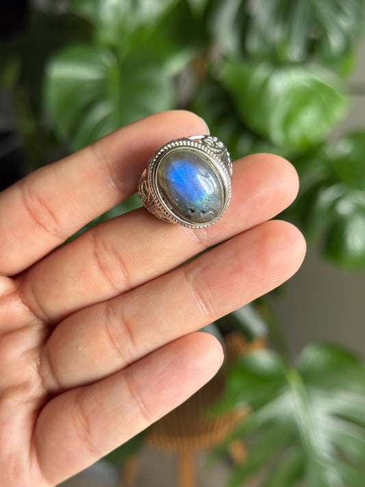 adjustable chunky labradorite ring