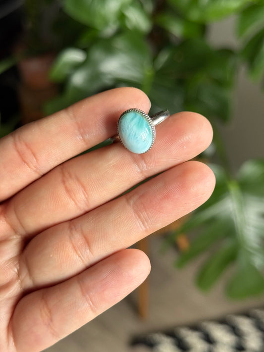 adjustable larimar ring - 925 silver
