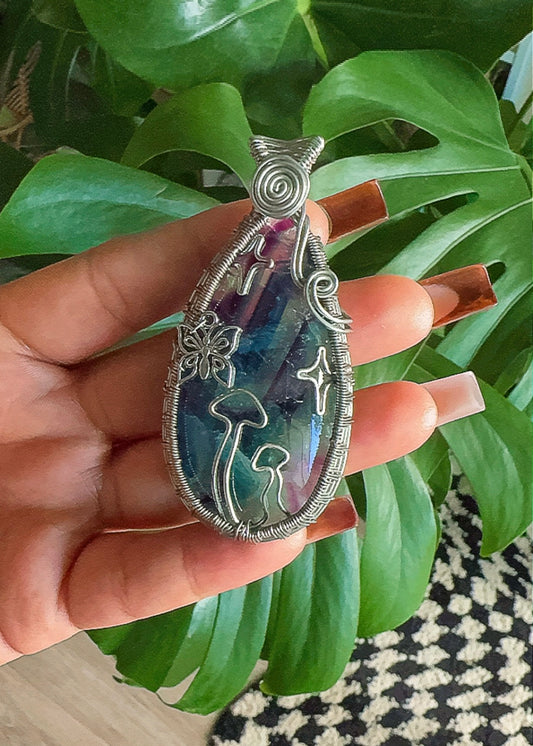 Rainbow Fluorite Pendant **READ DESCRIPTION**