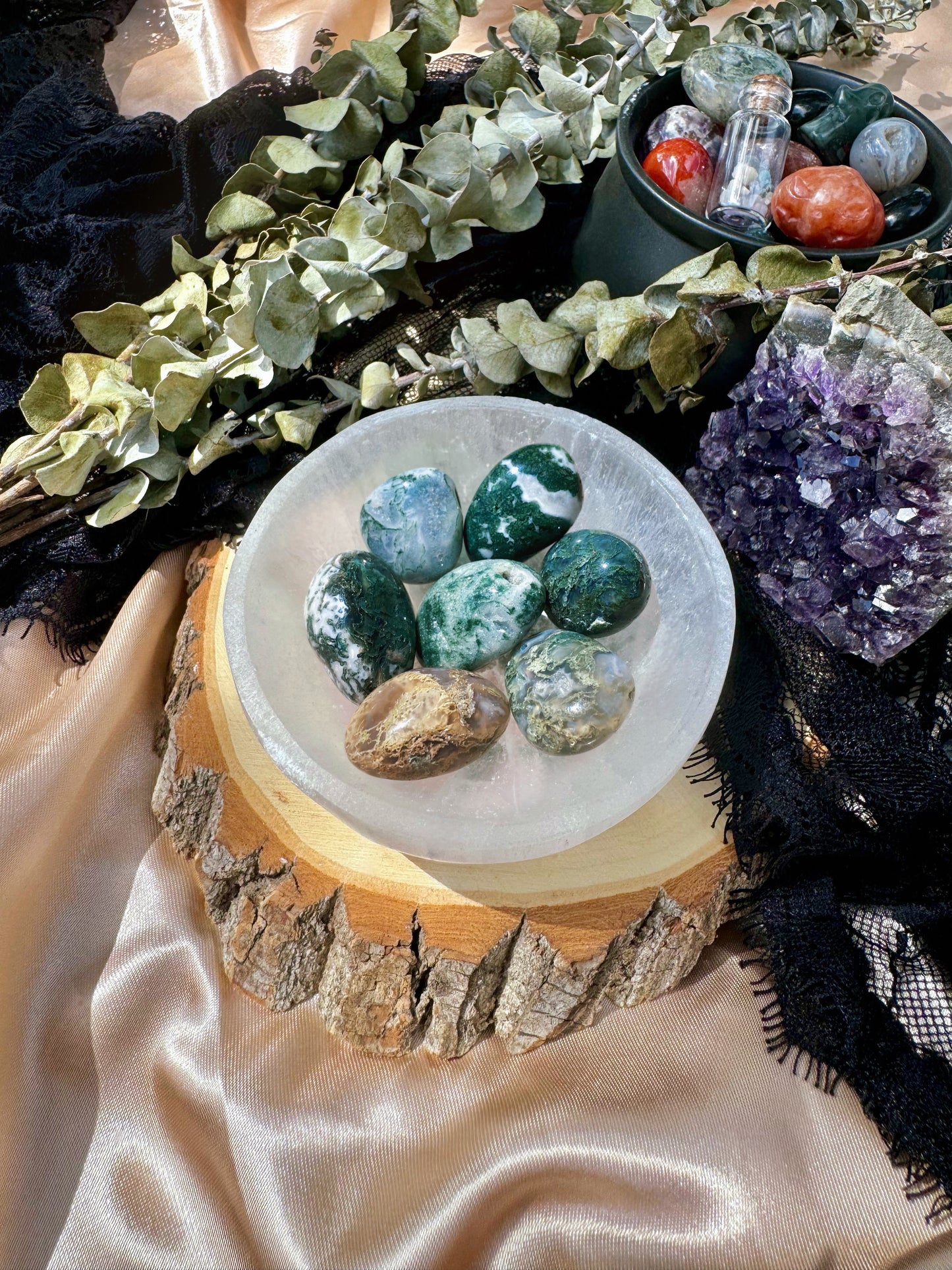 Moss Agate Tumbles ~ Small, Medium & Large
