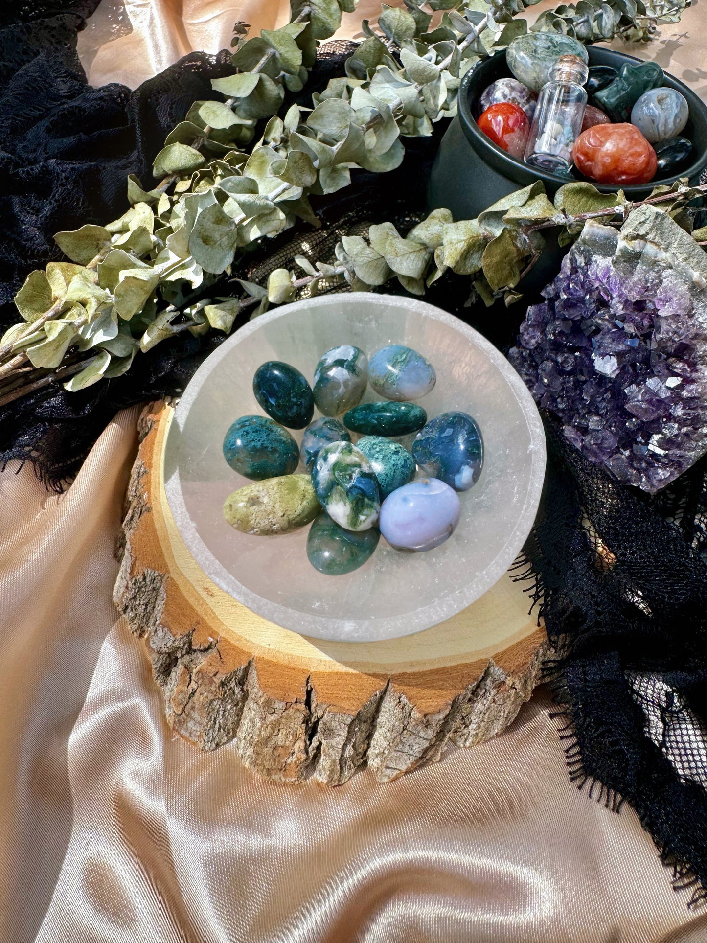 Moss Agate Tumbles ~ Small, Medium & Large