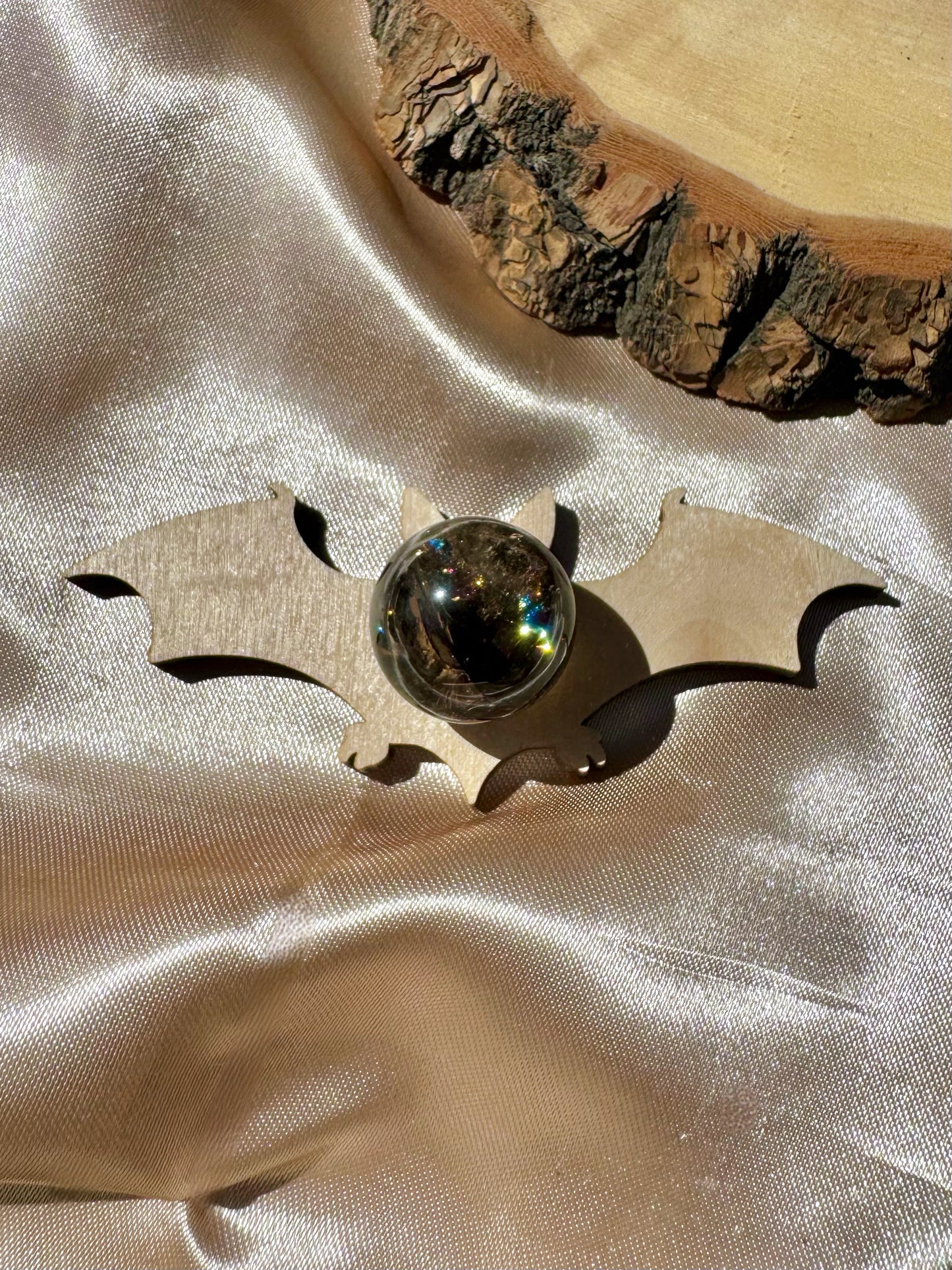 Wooden Bat Sphere Holder/Stand