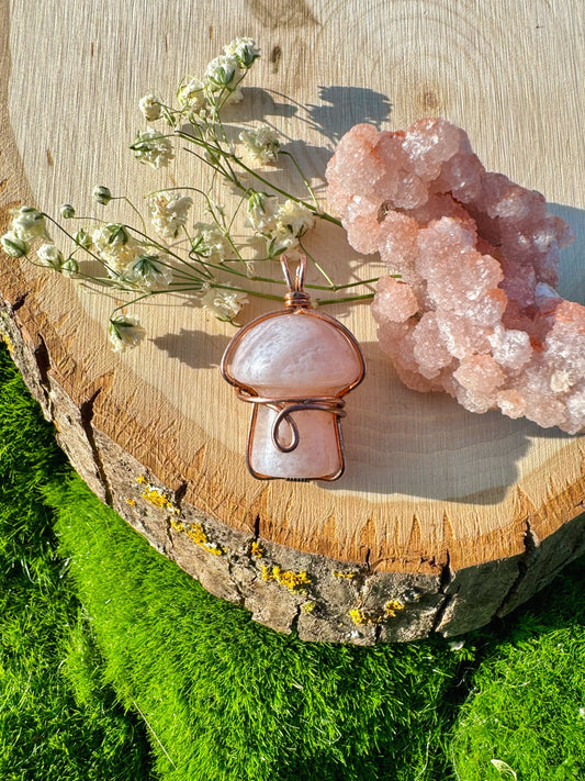 Flower Agate Mushroom Pendant