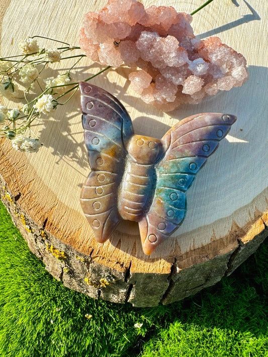 Sea Jasper Butterfly Carving - B