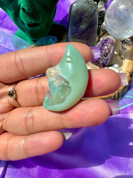Flower Agate Moon Carvings *YOU CHOOSE*
