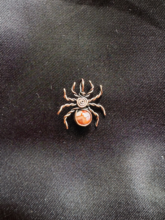 flower agate & carnelian spider