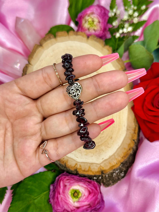 Garnet Crystal Chip Bracelet ~ ADJUSTABLE