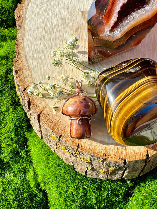 Crazy Lace Mushroom Pendant