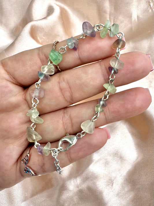 Rainbow Fluorite Chip Bracelet