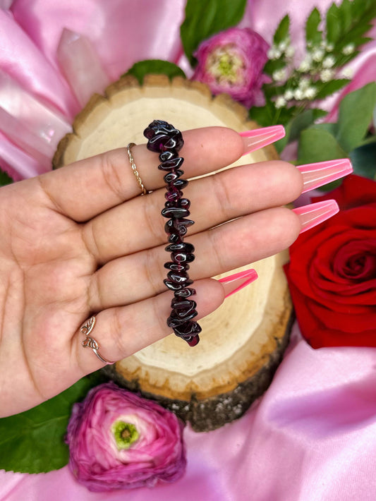 Garnet Crystal Chip Bracelet ~ ADJUSTABLE
