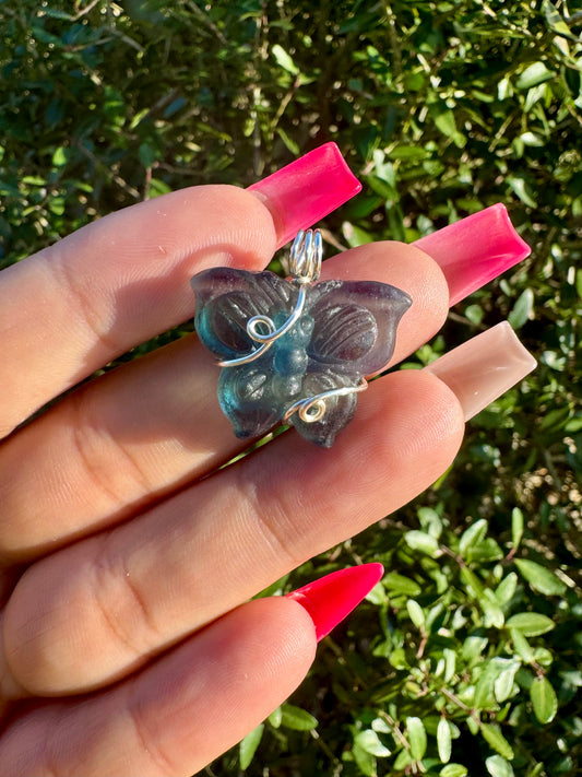 Rainbow Fluorite Butterfly Pendant