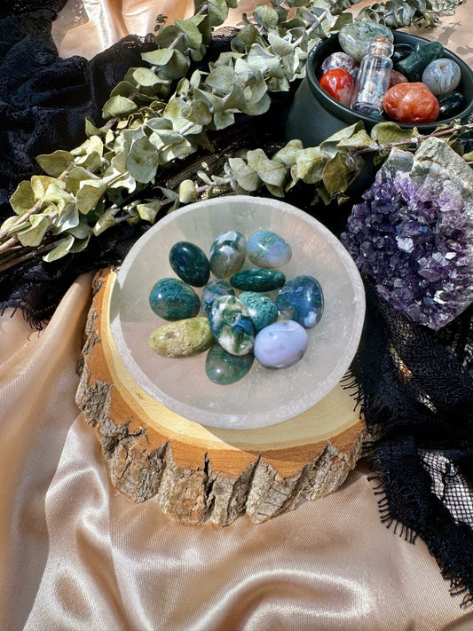 Moss Agate Tumbles ~ Small, Medium & Large