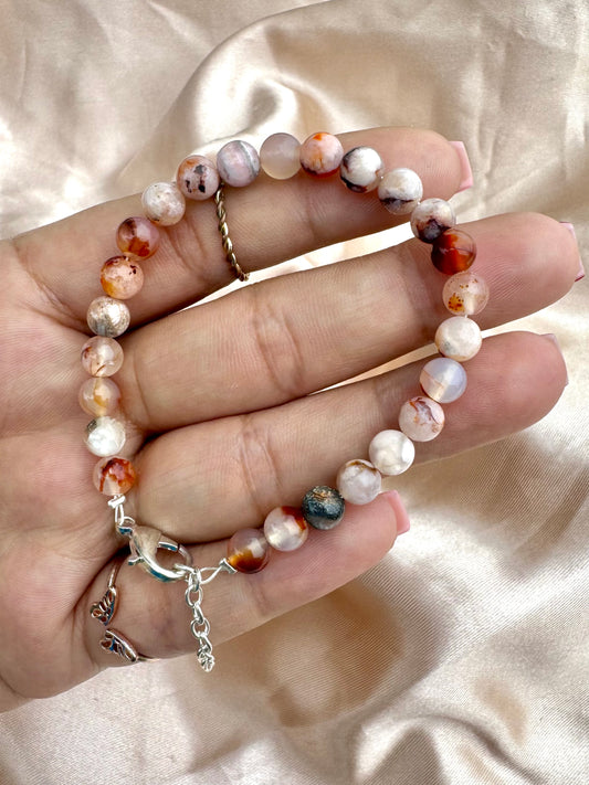 Flower Agate x Carnelian Bracelet