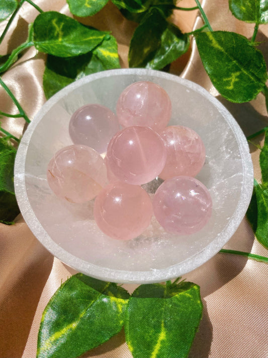 HQ Rose Quartz Spheres with Asterisms ~ Small