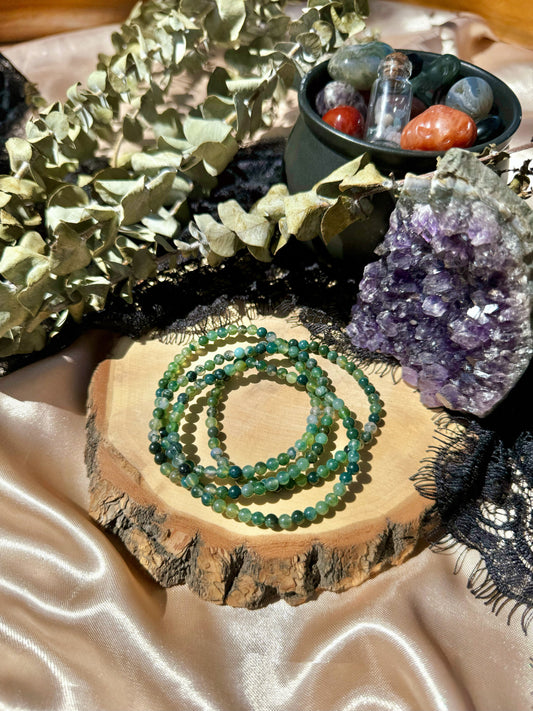 Moss Agate Stretchy Bracelet ~ 4mm