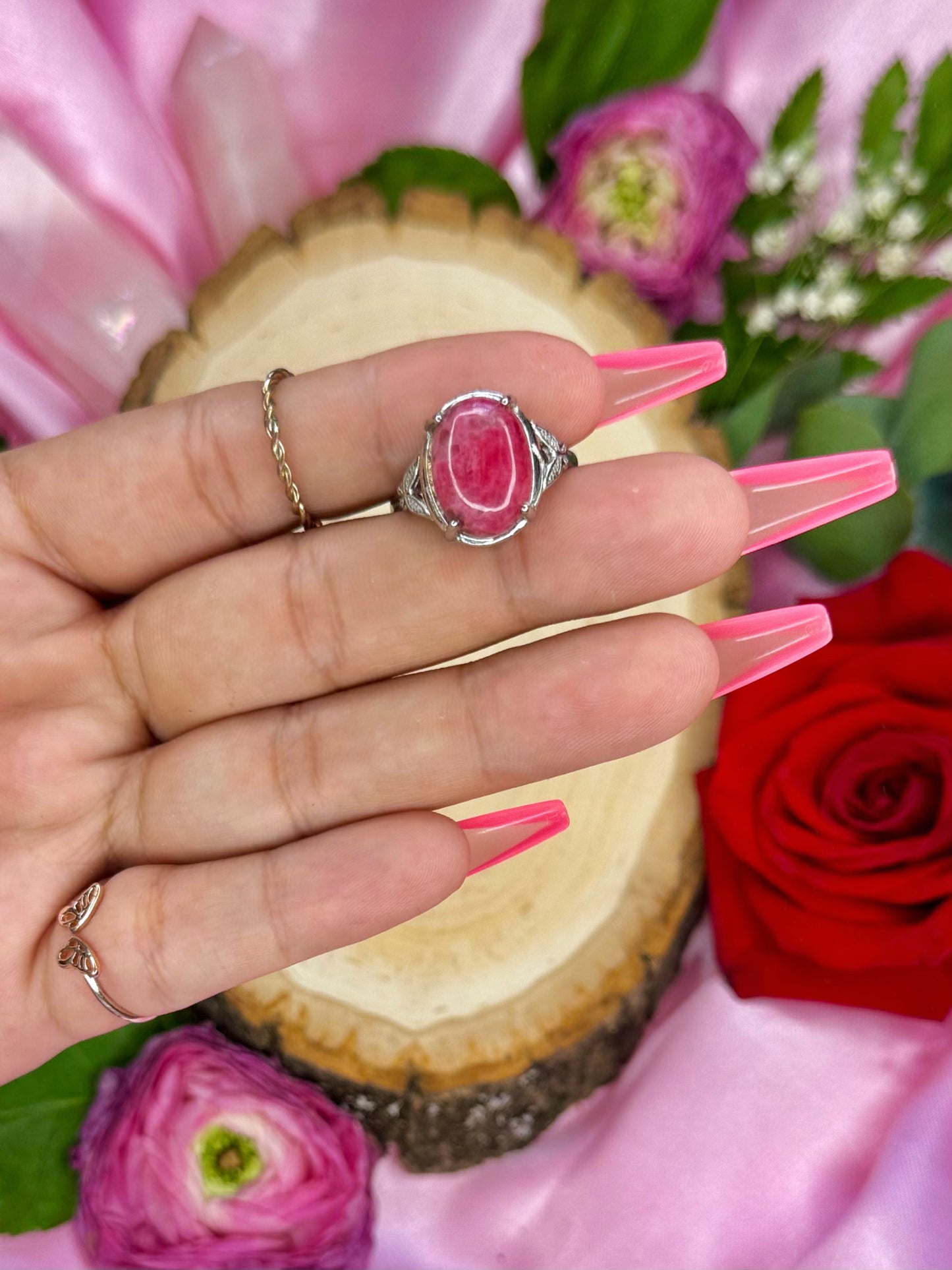 Rhodonite Ring - ADJUSTABLE